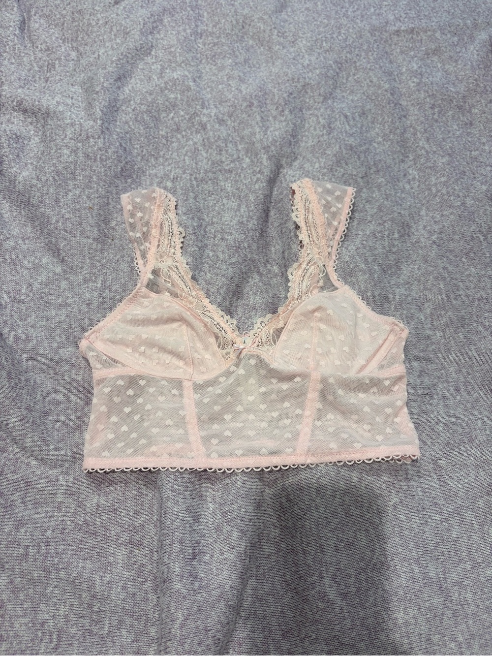 wild fable Sheer Heart-Dot Lace Bralette - Light Pink